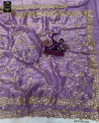 BSH170E1499 Space Satin Saree with Sequence Embroidery Lavender