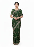 BSH170E1499 Space Satin Saree with Sequence Embroidery B Green