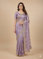 BSH170E1499 Space Satin Saree with Sequence Embroidery Lavender