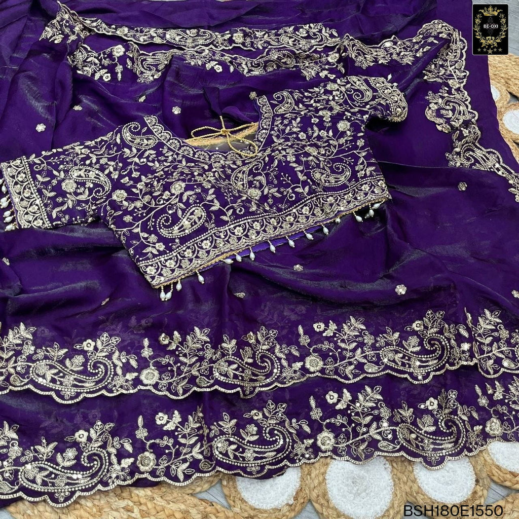 BSH180E1550 Fendy Satin Premium Designer Saree Readymade blouse  Upto 42 C16